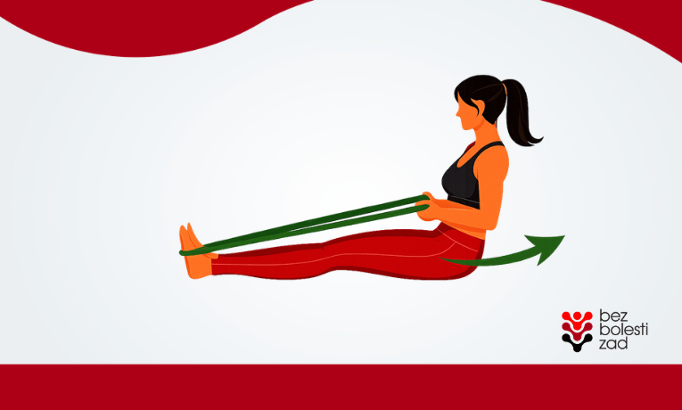 ilustrace cvičení přítahů v sedě