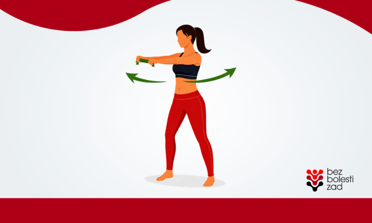 ilustrace cvičení rozpažování ve stoje