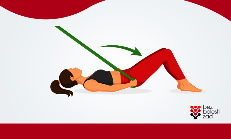 ilustrace cvičení přítahů v lehu