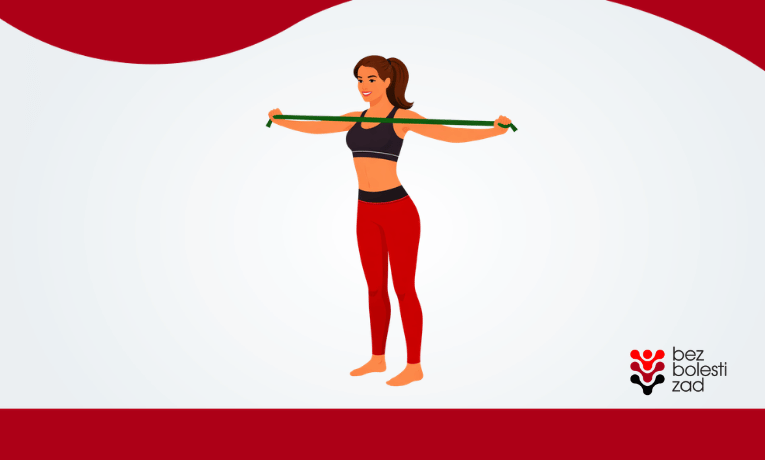 ilustrace cvičení rozpažování ve stoje