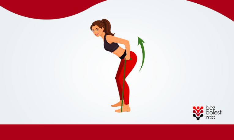 ilustrace cvičení přítahů v předklonu