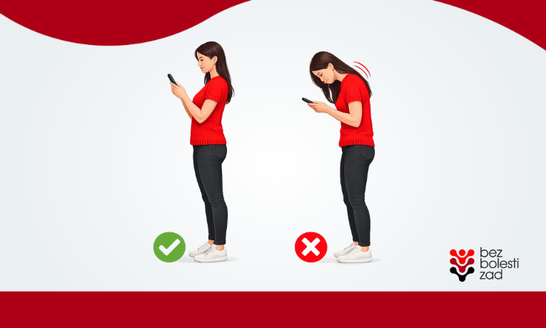 grafické znázornění správného a nesprávného držení mobilního telefonu