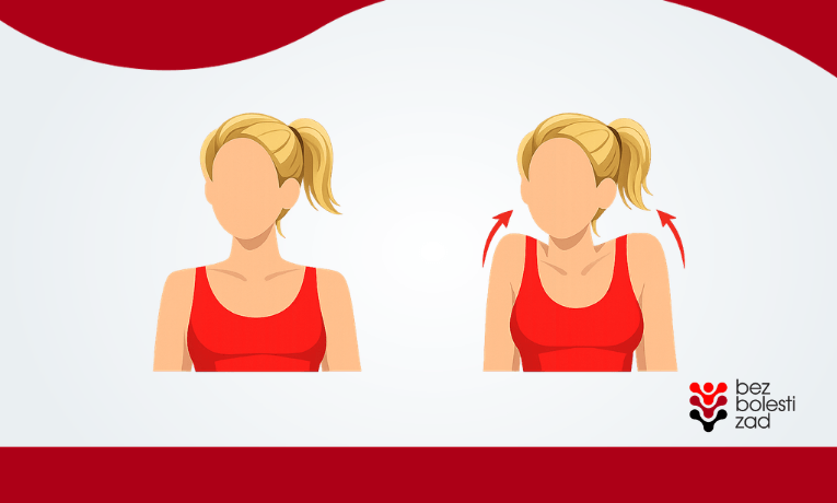 ilustrace cvičení krčení a kroužení rameny